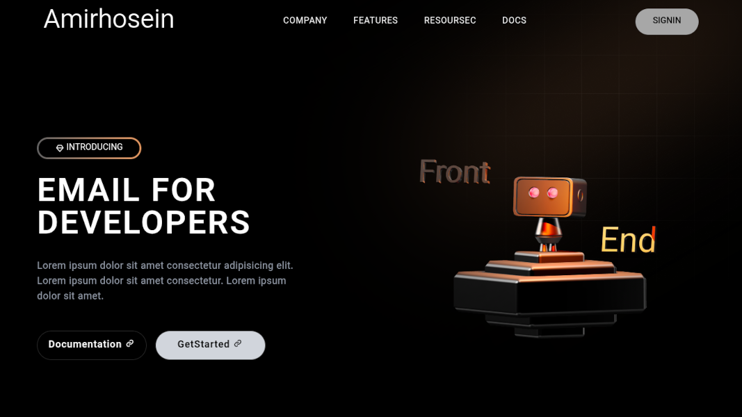 React 3D Startup landing page
